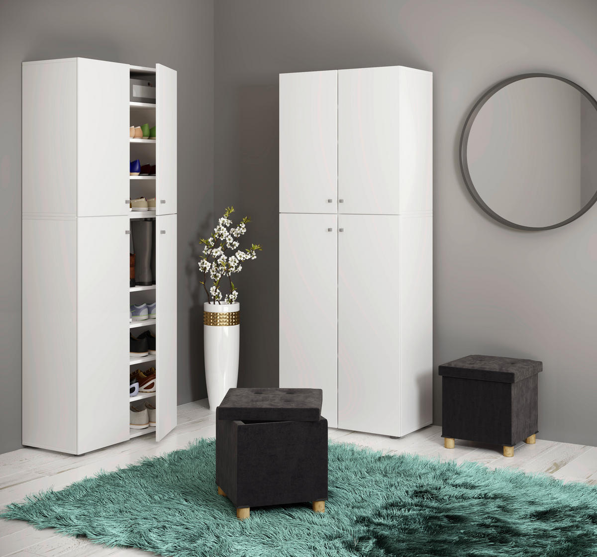 SITZBOX in Textil Anthrazit  - Anthrazit/Braun, Modern, Holzwerkstoff/Textil (38/40/38cm) - MID.YOU
