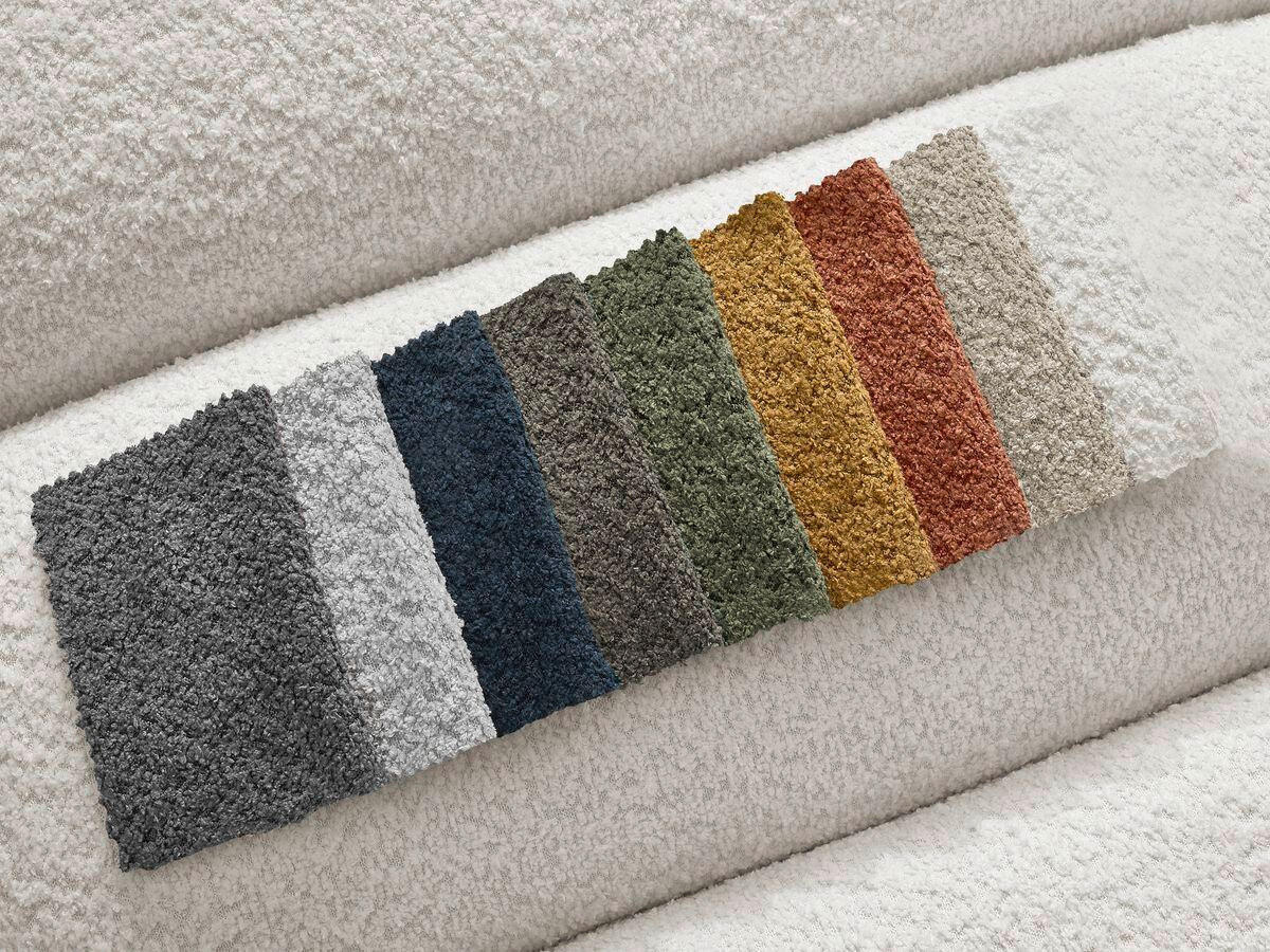 ECKSOFA Ottomane rechts  ANNECY Weiß Bouclé  - Schwarz/Weiß, MODERN, Kunststoff/Textil (262/170cm)