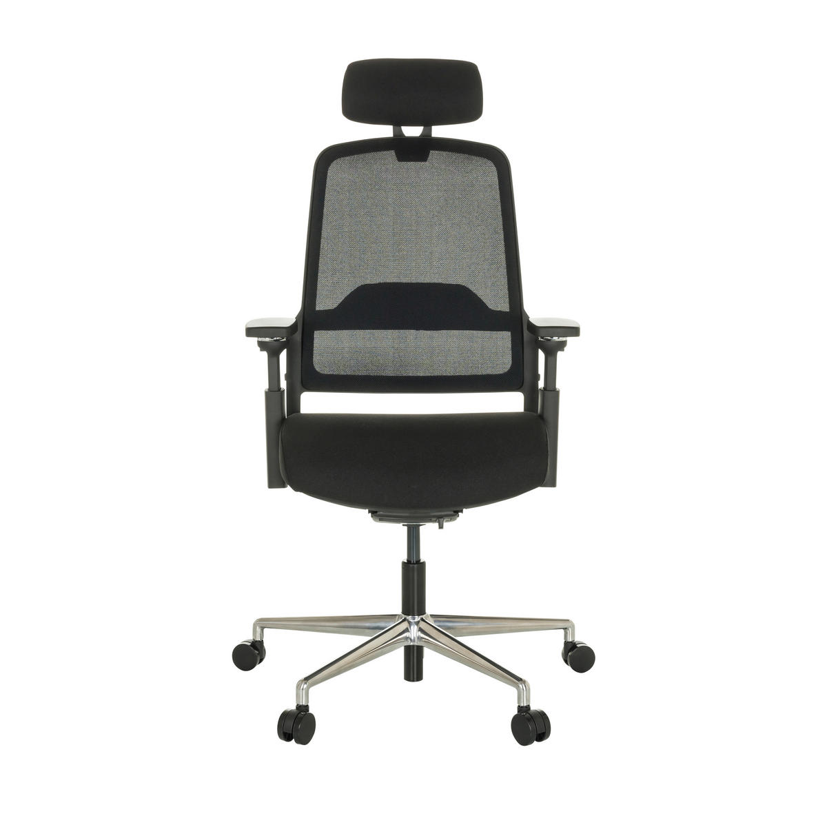 DREHSTUHL Schwarz  - Silberfarben/Schwarz, Basics, Kunststoff/Textil (65/111-126/61cm) - MID.YOU