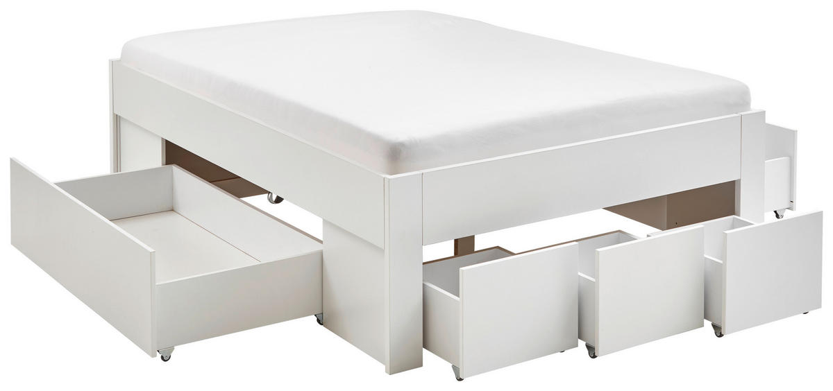 STAURAUMBETT 140/200 cm  in Weiß  - Weiß, KONVENTIONELL, Holzwerkstoff (140/200cm) - Boxxx