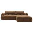 ECKSOFA Dunkelbraun Struktur Rückenkissen, Bettkasten, Schlaffunktion, Rücken echt, Liegefläche im Originalstoff  - Dunkelbraun/Schwarz, KONVENTIONELL, Kunststoff/Textil (272/172cm) - Carryhome