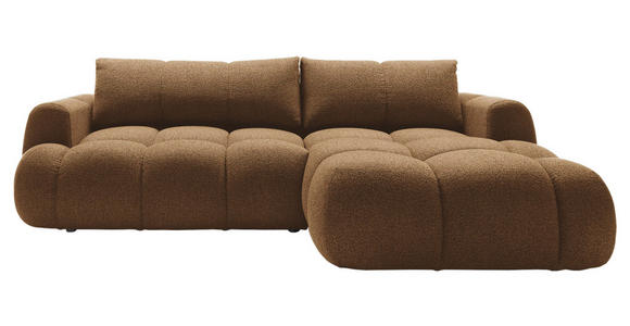 ECKSOFA Dunkelbraun Struktur Rückenkissen, Bettkasten, Schlaffunktion, Rücken echt, Liegefläche im Originalstoff  - Dunkelbraun/Schwarz, KONVENTIONELL, Kunststoff/Textil (272/172cm) - Carryhome