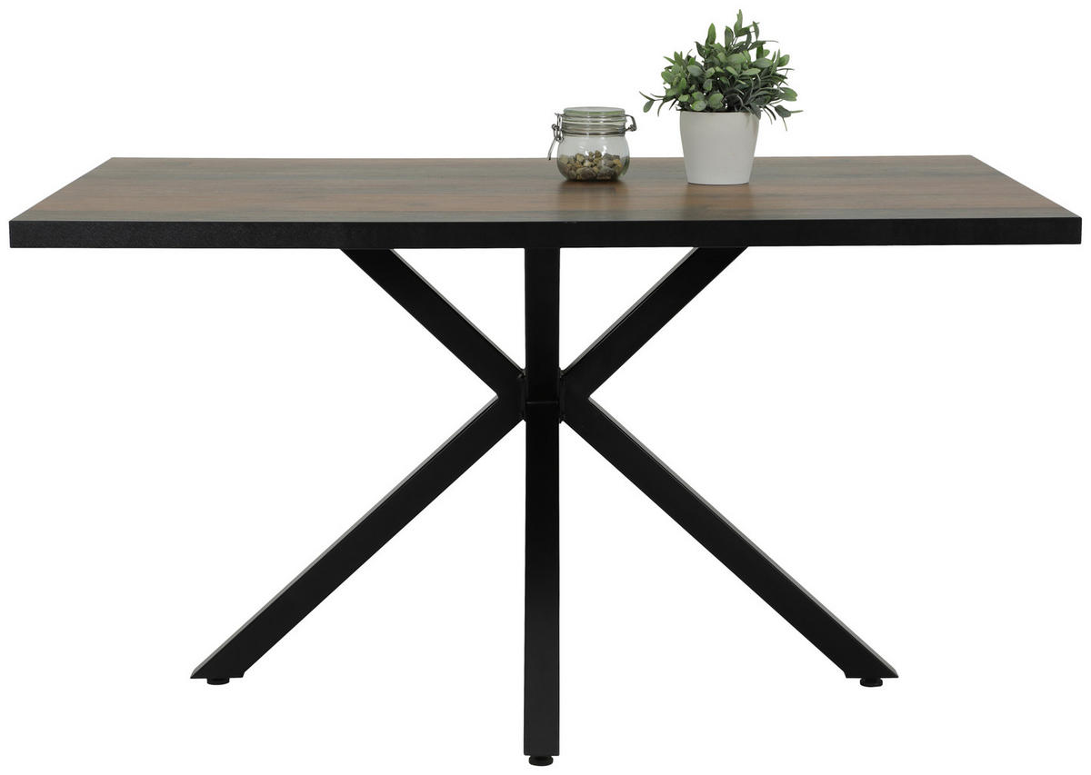 ESSTISCH rechteckig Schwarz, Dunkelbraun  - Dunkelbraun/Schwarz, MODERN, Holzwerkstoff/Metall (140/90/76cm) - MID.YOU