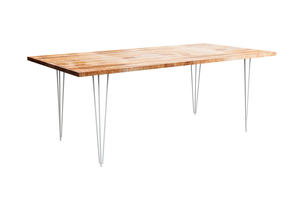 ESSTISCH Mangoholz massiv rechteckig Naturfarben, Weiß  - Naturfarben/Weiß, LIFESTYLE, Holz/Metall (200/100/76cm) - Landscape