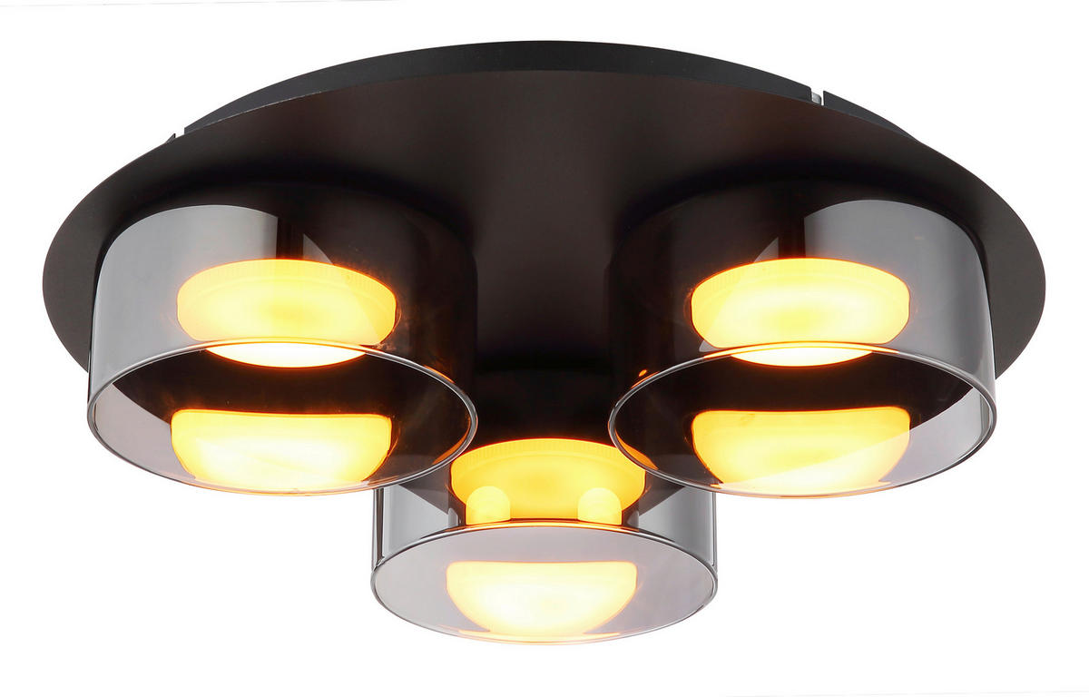 LED-DECKENLEUCHTE 35/9 cm   - Schwarz/Grau, Design, Glas/Metall (35/9cm) - Globo