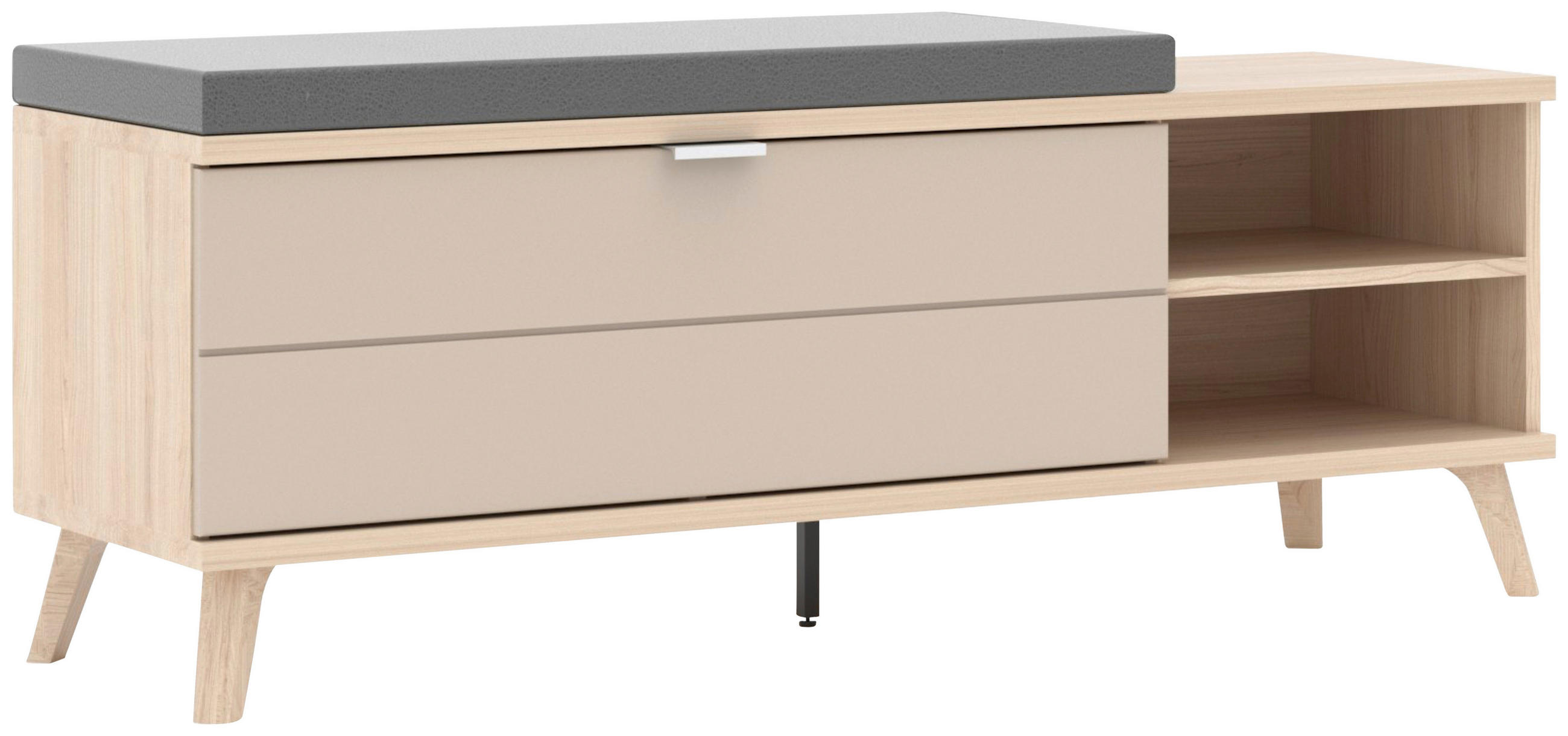 GARDEROBENBANK  in 130/51/38 cm  - Chromfarben/Kaschmir, Design, Textil/Metall (130/51/38cm) - Stylife