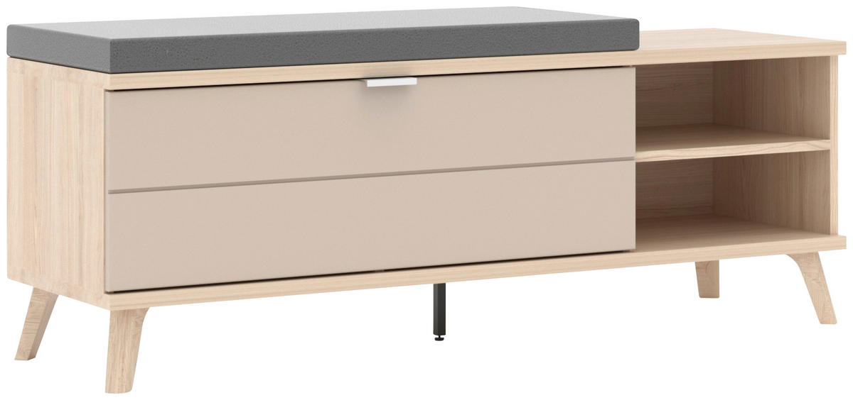 GARDEROBENBANK  in 130/51/38 cm  - Chromfarben/Kaschmir, Design, Textil/Metall (130/51/38cm) - Stylife