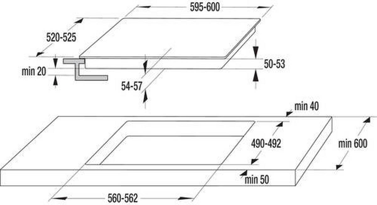 HERDSET  - Schwarz Hochglanz, Basics (59,5/59,5/56,4cm) - Gorenje