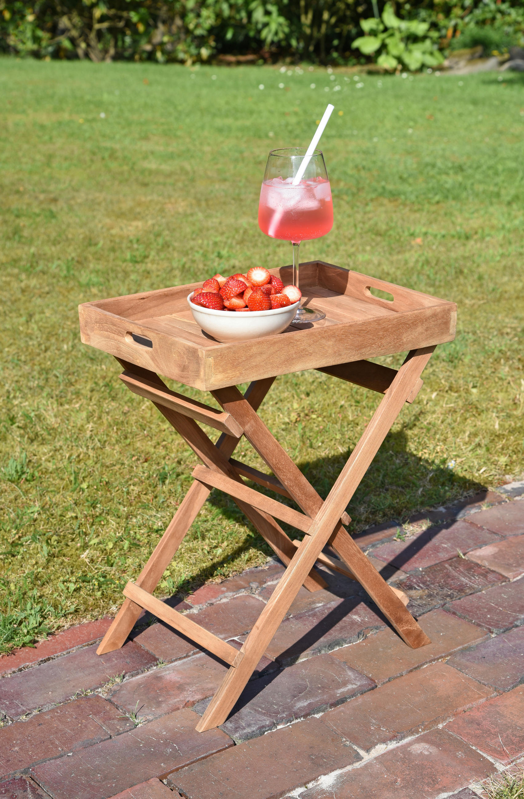 Thumbnail - Gardenson Gartenbeistelltisch, Braun, Holz, Teakholz, Hartholz, rechteckig, eckig, X-Form, 29x50x39 cm, gastro- und obje...