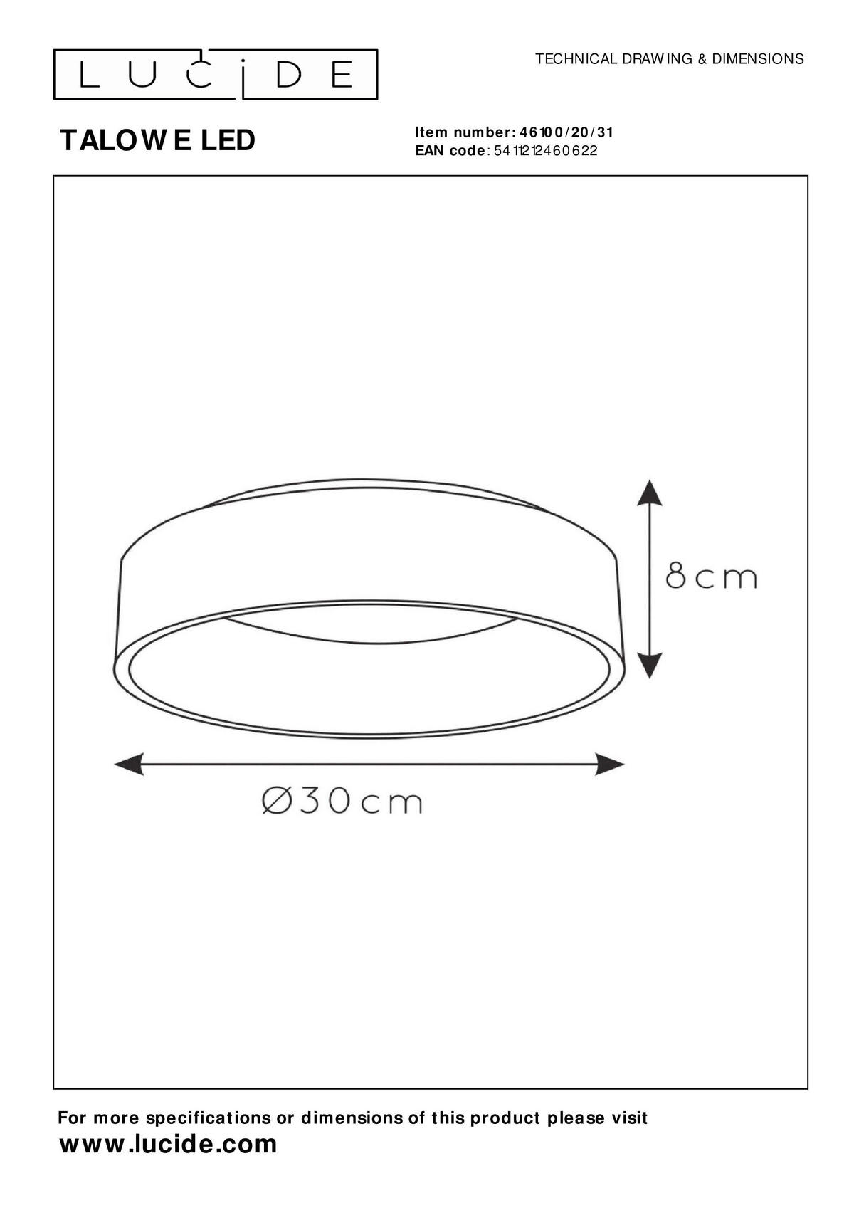 LED-DECKENLEUCHTE 20 W    30/30/8 cm  - Weiss, Modern, Metall (30/30/8cm) - Lucide