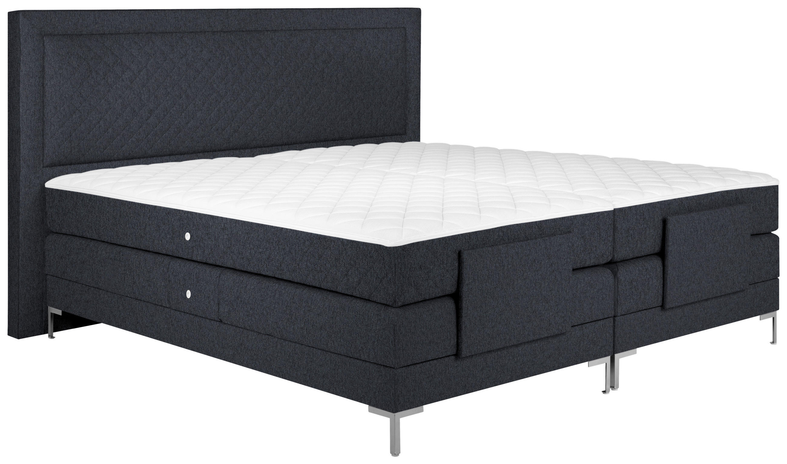 BOXSPRINGBETT 160/200 cm  in Graphitfarben  - Alufarben/Graphitfarben, Design, Textil/Metall (160/200cm) - Welnova