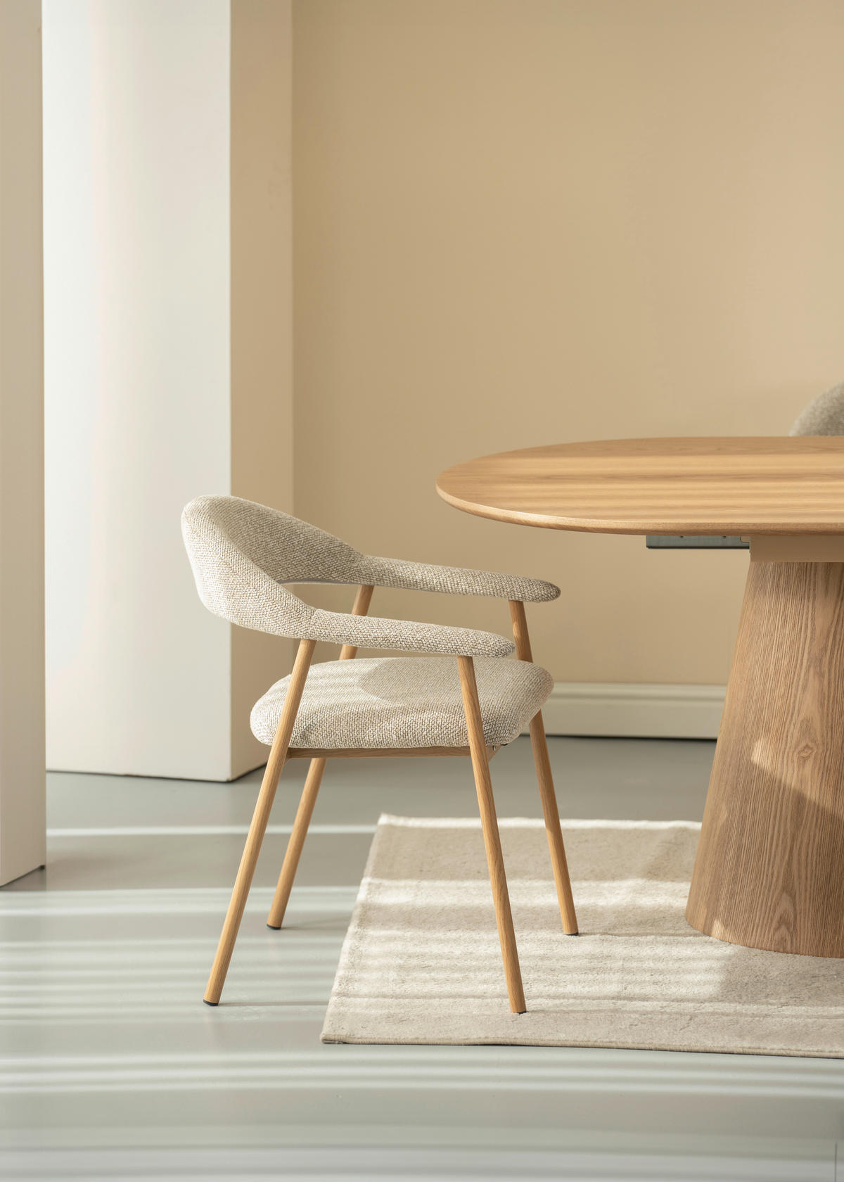 ARMLEHNSTUHL   Bouclé  - Taupe/Walnussfarben, Basics, Holz/Textil (59/75/62cm) - Livetastic