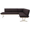 ECKBANK 237/162 cm  in Dunkelbraun  - Edelstahlfarben/Dunkelbraun, Design, Leder/Holz (237/162cm) - Ambiente
