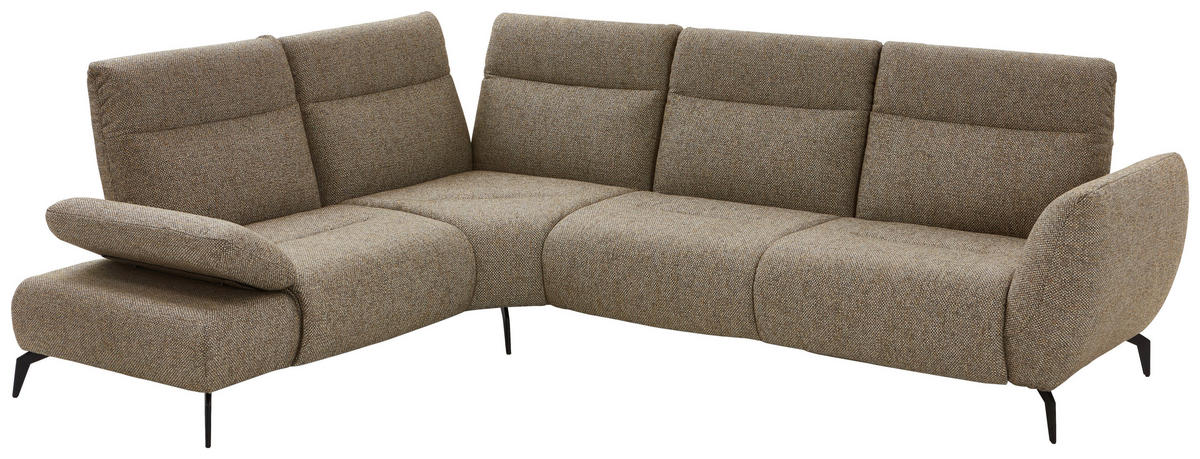ECKSOFA in Webstoff Creme, Graubraun  - Graubraun/Creme, Design, Textil/Metall (223/290cm) - Moderano