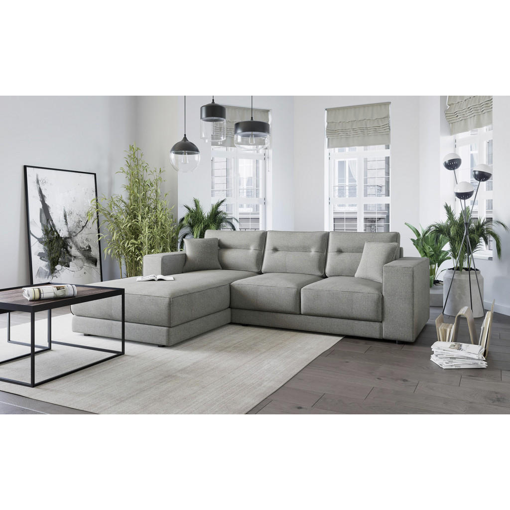 Thumbnail - Livetastic Ecksofa Verona, Hellgrau, Textil, 4-Sitzer, Füllung: Daunen, Silikon,Silikon, Ottomane links, L-Form, 272x195...