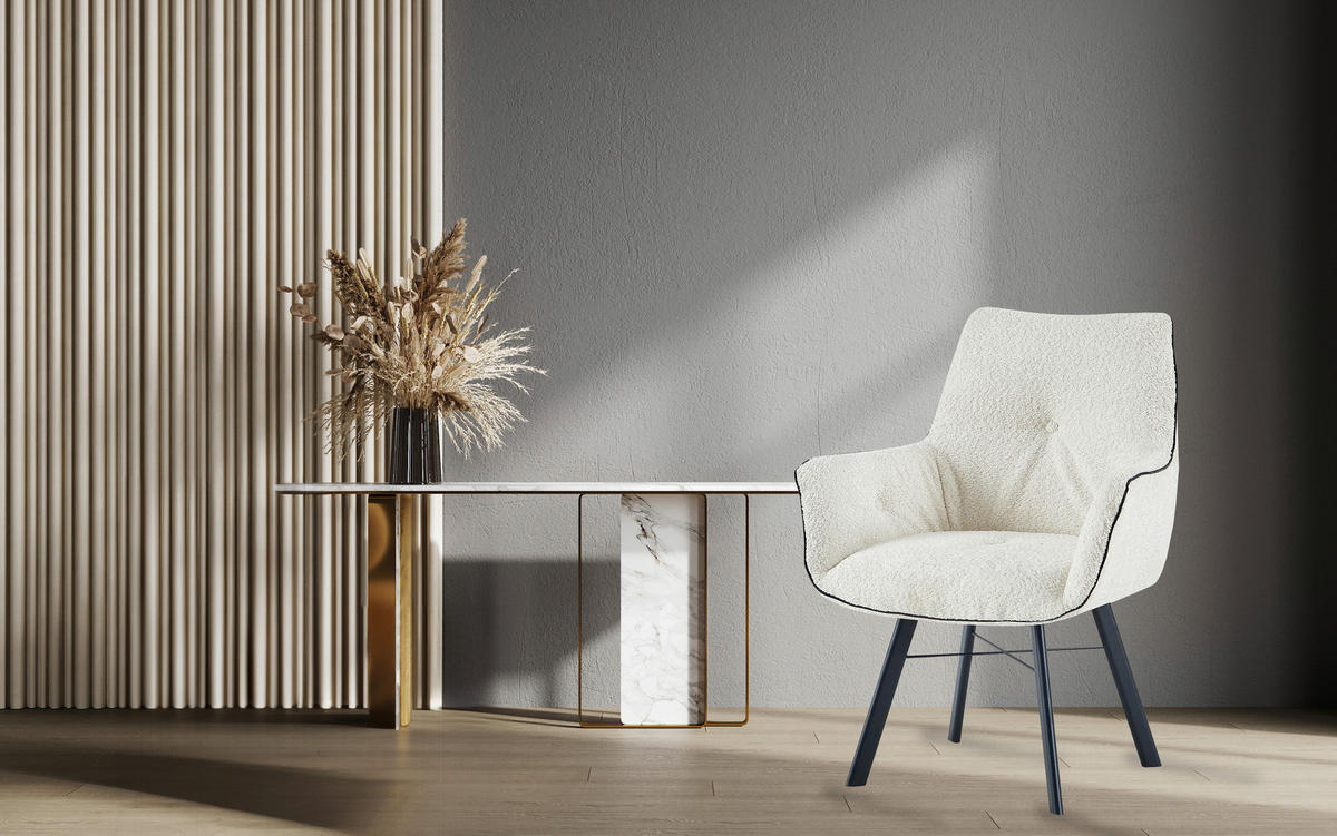 ARMLEHNSTUHL  in Eisen  - Creme, Design, Textil/Metall (64/91/61cm) - Kayoom
