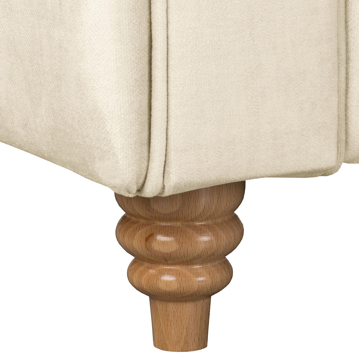 ECKSOFA Mikrofaser Creme  - Creme/Braun, Design, Holz/Textil (284/182cm) - P & B