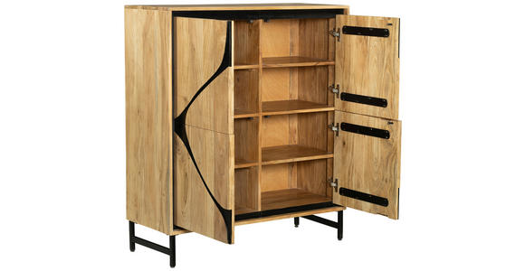 KOMMODE  in 100/115/40 cm  - Schwarz/Akaziefarben, Design, Holz/Metall (100/115/40cm) - Ambia Home