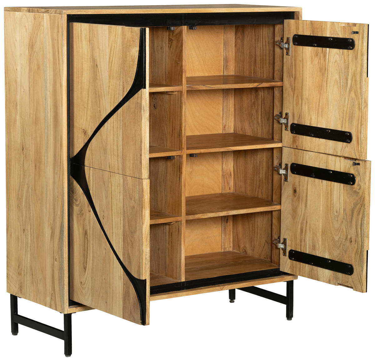 KOMMODE  in 100/115/40 cm  - Schwarz/Akaziefarben, Design, Holz/Metall (100/115/40cm) - Ambia Home