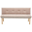 SITZBANK 157/88/63 cm Webstoff, Mikrofaser Taupe, Hellbraun Eiche vollmassiv  - Taupe/Hellbraun, Design, Holz/Textil (157/88/63cm) - Linea Natura