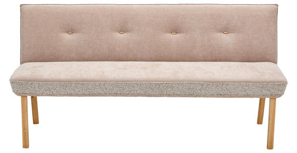 SITZBANK 157/88/63 cm Webstoff, Mikrofaser Taupe, Hellbraun Eiche vollmassiv - Taupe/Hellbraun, Design, Holz/Textil (157/88/63cm) - Linea Natura
