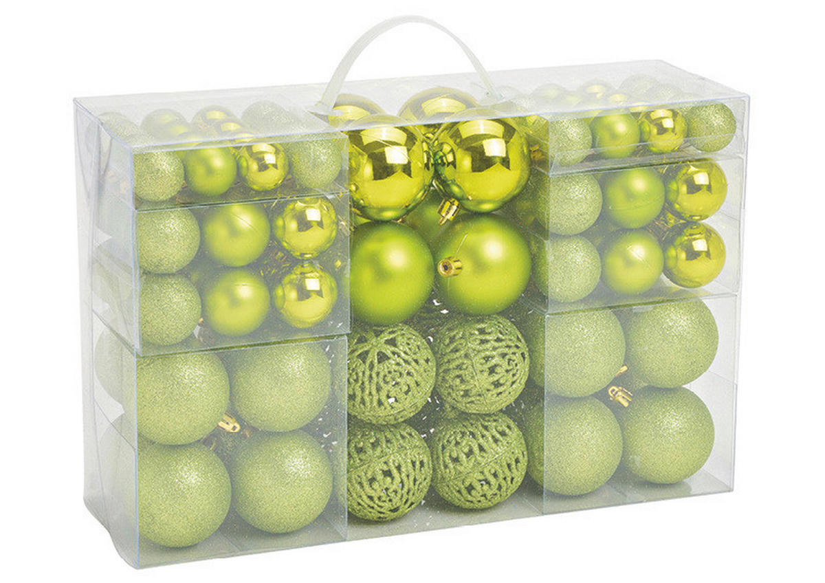 CHRISTBAUMKUGEL-SET 100-teilig  - Grün, Basics, Kunststoff (35,0/23,0/12,0cm)