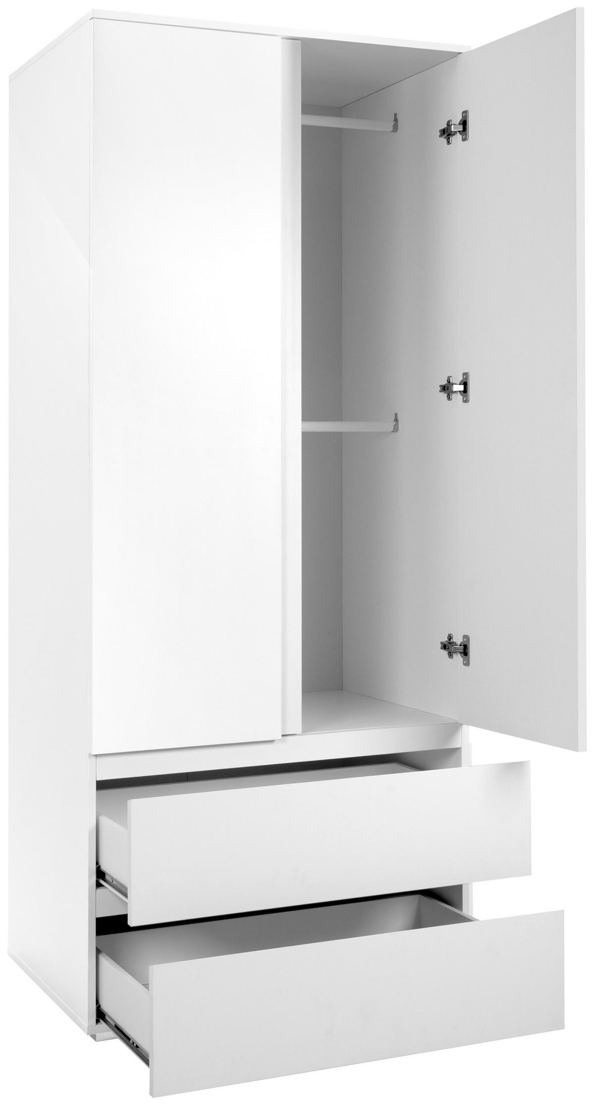 ŠATNÍ SKŘÍŇ S OTOČNÝMI DVEŘMI, bílá, 80/191/55 cm - bílá, Basics, kompozitní dřevo (80/191/55cm) - MID.YOU