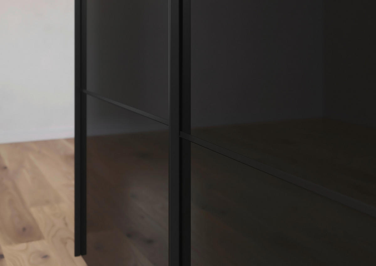 SCHWEBETÜRENSCHRANK in Schwarz, Weiss  - Weiss/Schwarz, Konventionell, Glas/Holzwerkstoff (271/223/68cm) - Novel