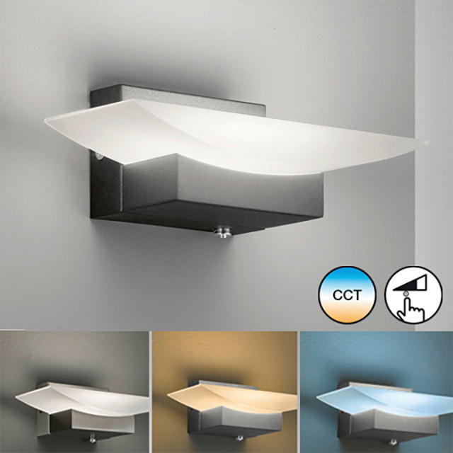 LED-WANDLEUCHTE Bowl - Schwarz/Weiß, Design, Glas/Metall (7/20/11cm) - Fischer & Honsel