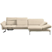 ECKSOFA in Echtleder Creme  - Anthrazit/Creme, Design, Leder/Metall (299/203cm) - Himolla