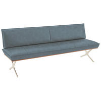 SITZBANK in Holz, Metall, Leder Edelstahlfarben, Graublau  - Edelstahlfarben/Graublau, Design, Leder/Holz (214/88/66cm) - Koinor