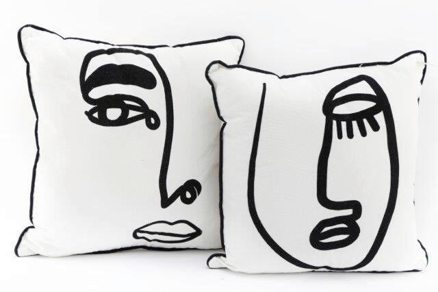 PERNĂ CANAPEA  - albastru/cafeniu, Basics, textil (40/40/8,0cm)