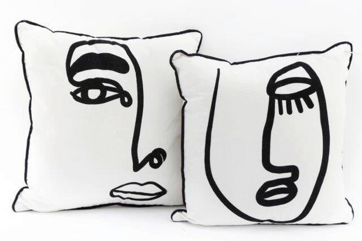 PERNĂ CANAPEA  - albastru/cafeniu, Basics, textil (40/40/8,0cm)