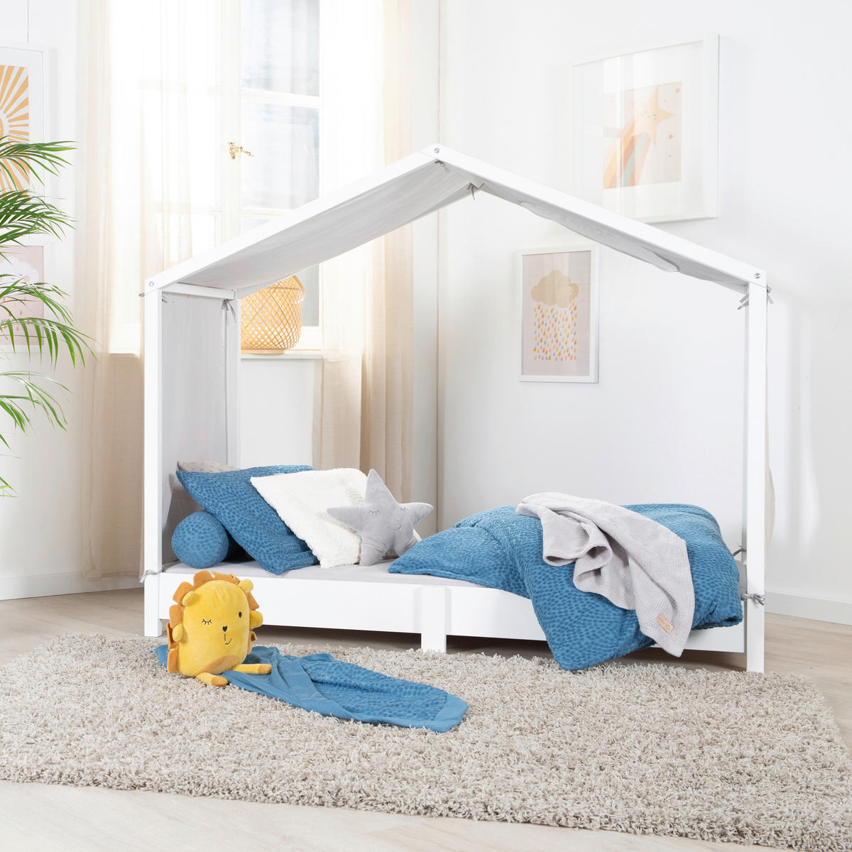 BODENBETT. - Weiss, Basics, Holzwerkstoff (76,5/121/146cm) - Roba