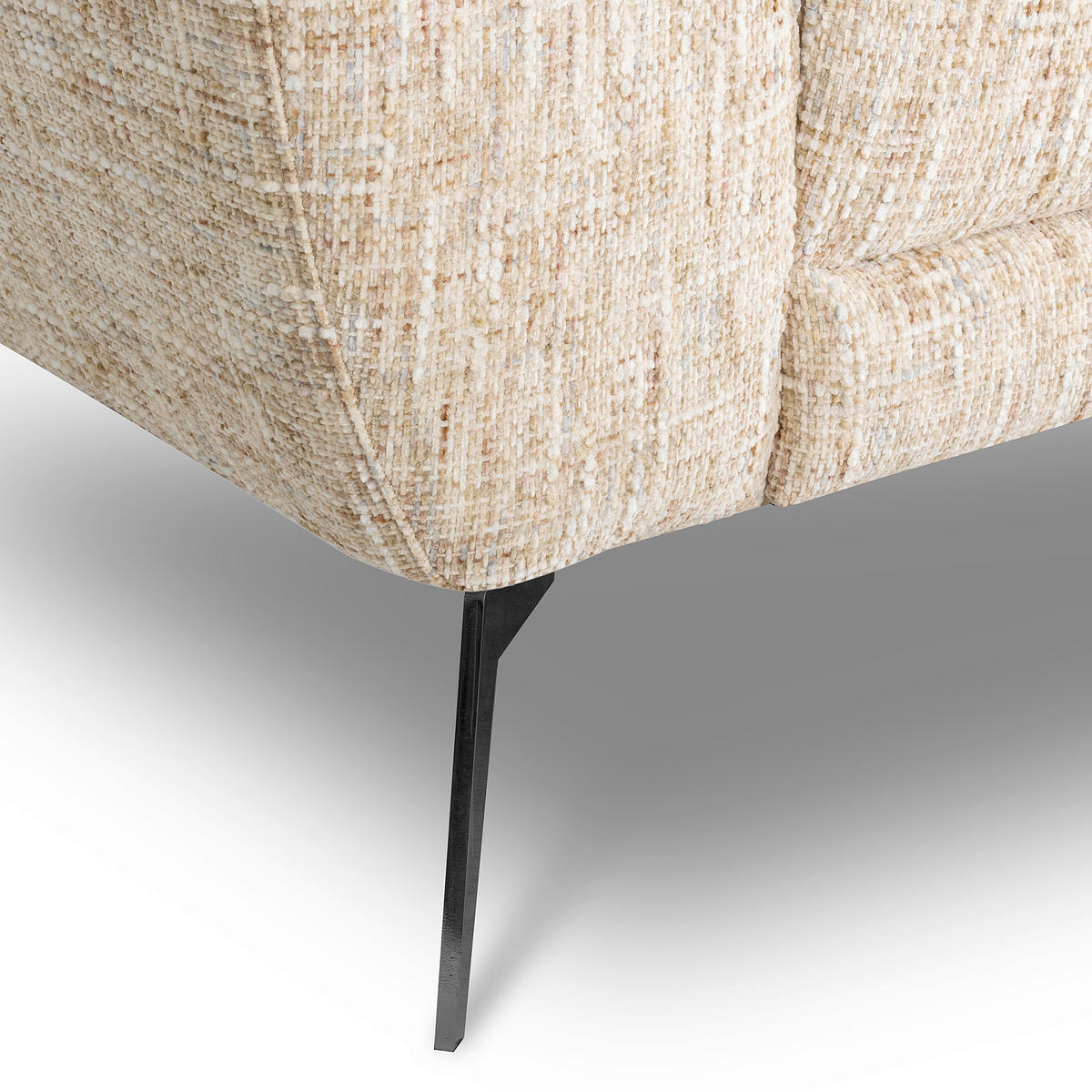 ECKSOFA SPRING Beige Webstoff Zierkissen  - Beige/Schwarz, Design, Textil/Metall (273/250cm) - Livetastic