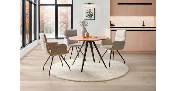 ESSTISCH in Holz, Metall 100/100/76 cm  - Schwarz/Akaziefarben, LIFESTYLE, Holz/Metall (100/100/76cm) - Landscape