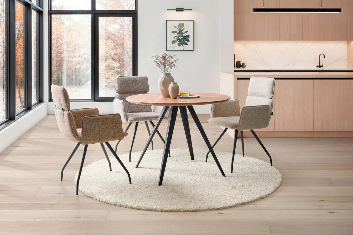 ESSTISCH in Holz, Metall 100/100/76 cm  - Schwarz/Akaziefarben, LIFESTYLE, Holz/Metall (100/100/76cm) - Landscape