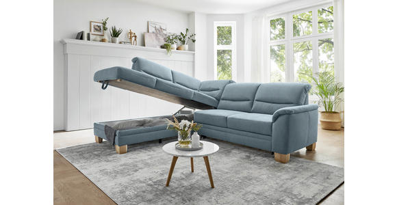 ECKSOFA Blau Mikrofaser - Wildeiche/Blau, KONVENTIONELL, Holz/Textil (224/254cm) - Carryhome