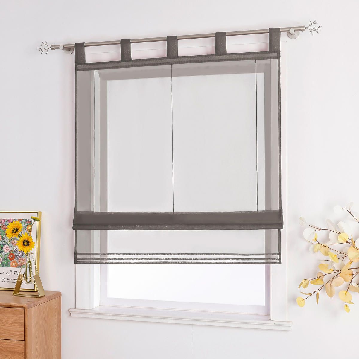 RAFFROLLO  transparent  100/155 cm    - Grau, Basics, Textil (100/155cm) - Joyswahl