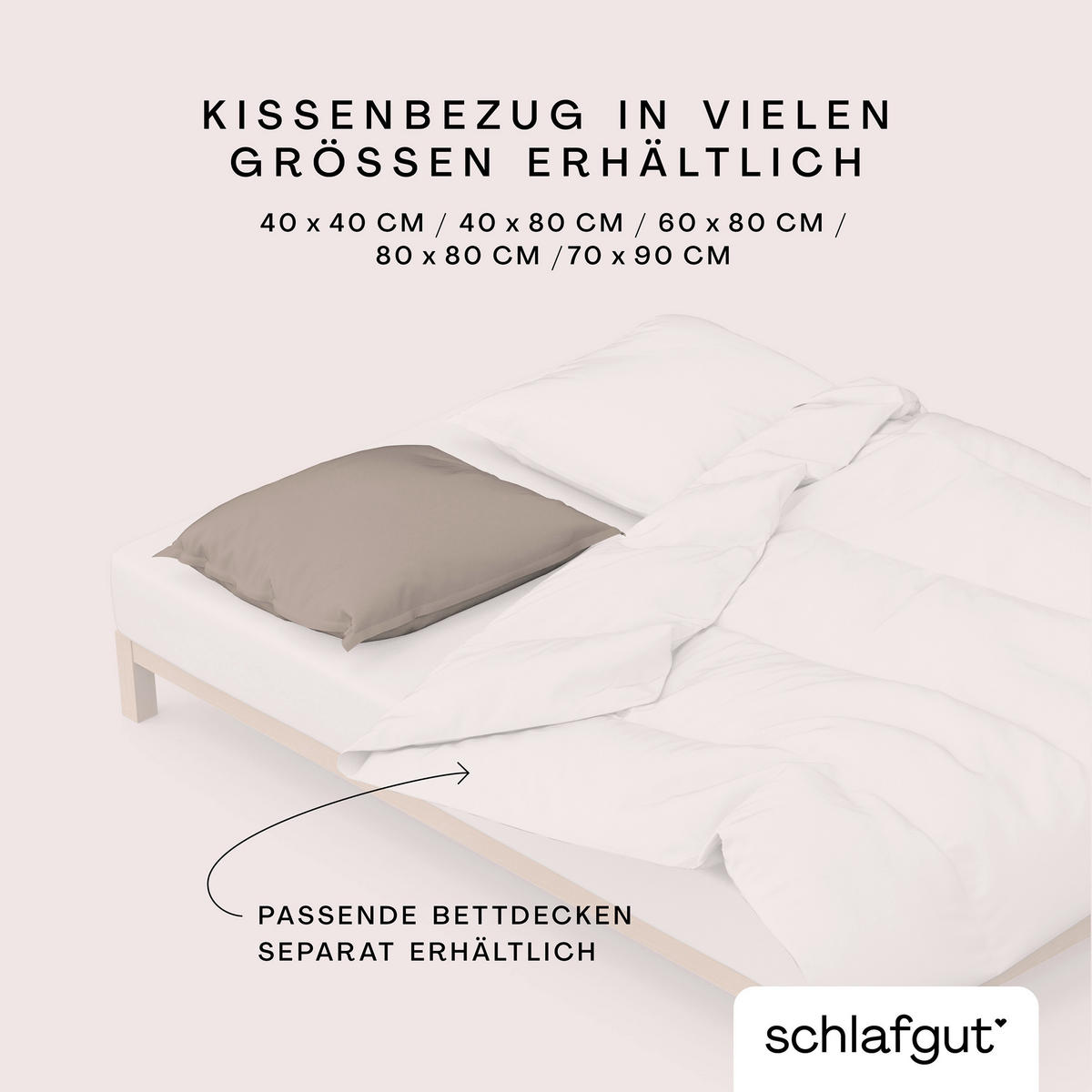 KOPFPOLSTERBEZUG WOVEN SATIN 70/90 cm  - Taupe, Basics, Textil (70/90cm) - Schlafgut