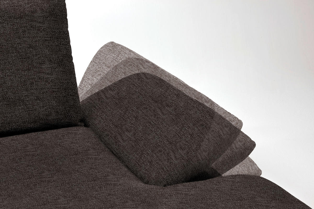 ECKSOFA in Flachgewebe Dunkelbraun  - Dunkelbraun/Schwarz, Design, Holz/Textil (314/159cm) - Dieter Knoll