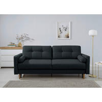 SCHLAFSOFA  mit Rücken echt Dunkelblau  - Buchefarben/Dunkelblau, Design, Holz/Textil (222/93/99cm) - MID.YOU