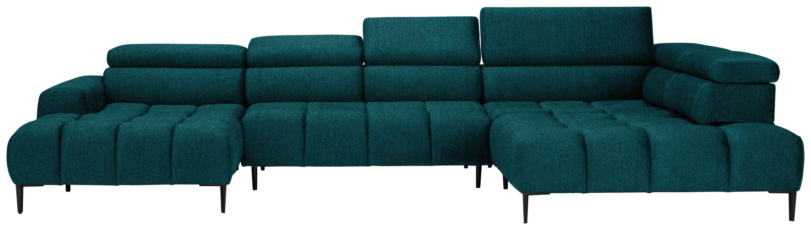 WOHNLANDSCHAFT in Webstoff Petrol  - Petrol/Schwarz, Design, Textil/Metall (177/385/216cm) - Welnova