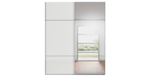 SCHWEBETÜRENSCHRANK 201/223/68 cm 2-türig Weiß - Chromfarben/Weiß, KONVENTIONELL, Glas/Holzwerkstoff (201/223/68cm) - Novel
