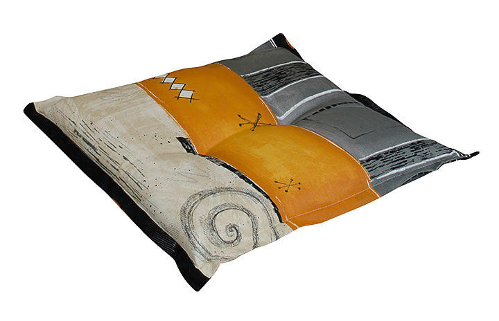 SITZKISSEN  - Naturfarben/Orange, Design (50/9/50cm)