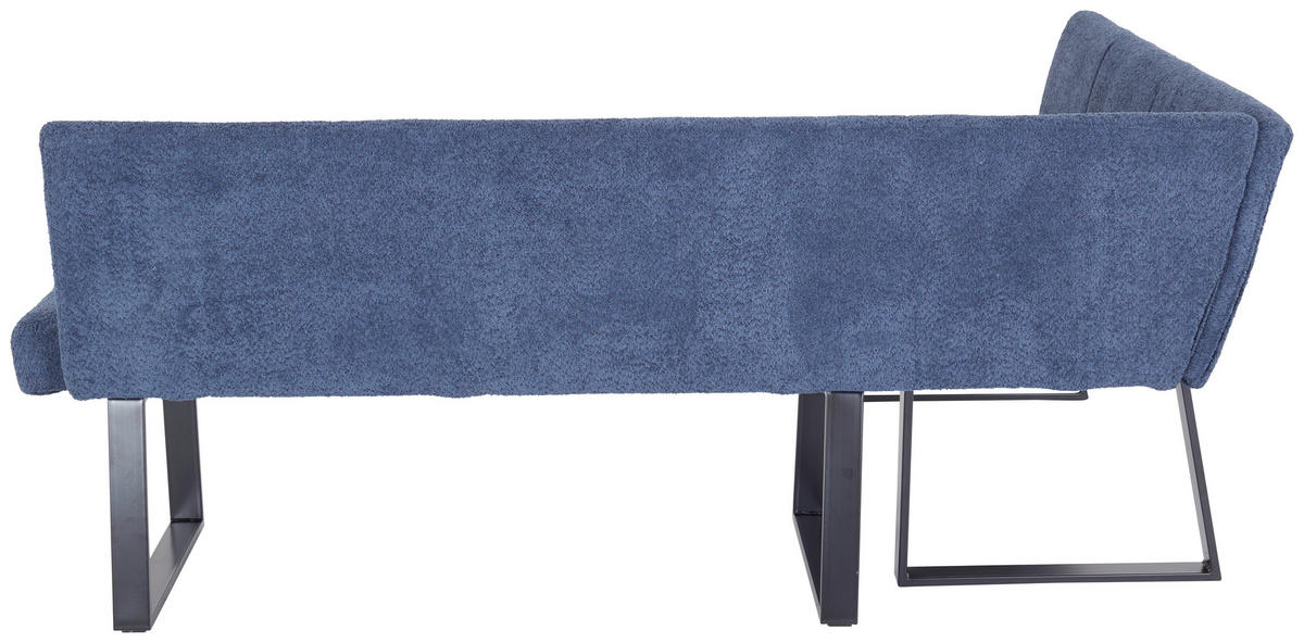 ECKBANK in Metall, Textil Dunkelblau  - Schwarz/Dunkelblau, Modern, Textil/Metall (150/190cm) - MID.YOU