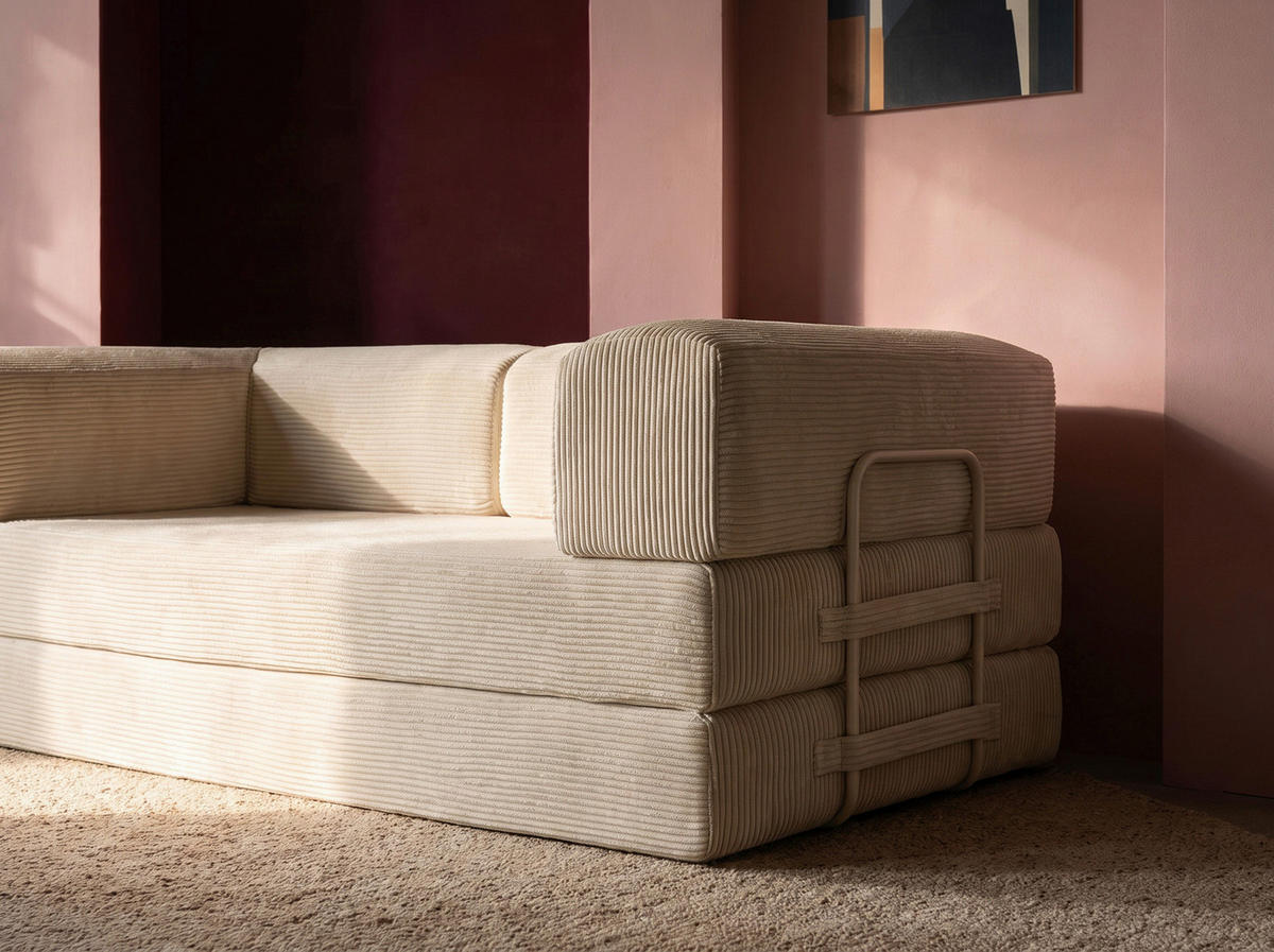 SCHLAFSOFA Cord Creme  - Creme, MODERN, Textil (200/70/90cm) - Livetastic