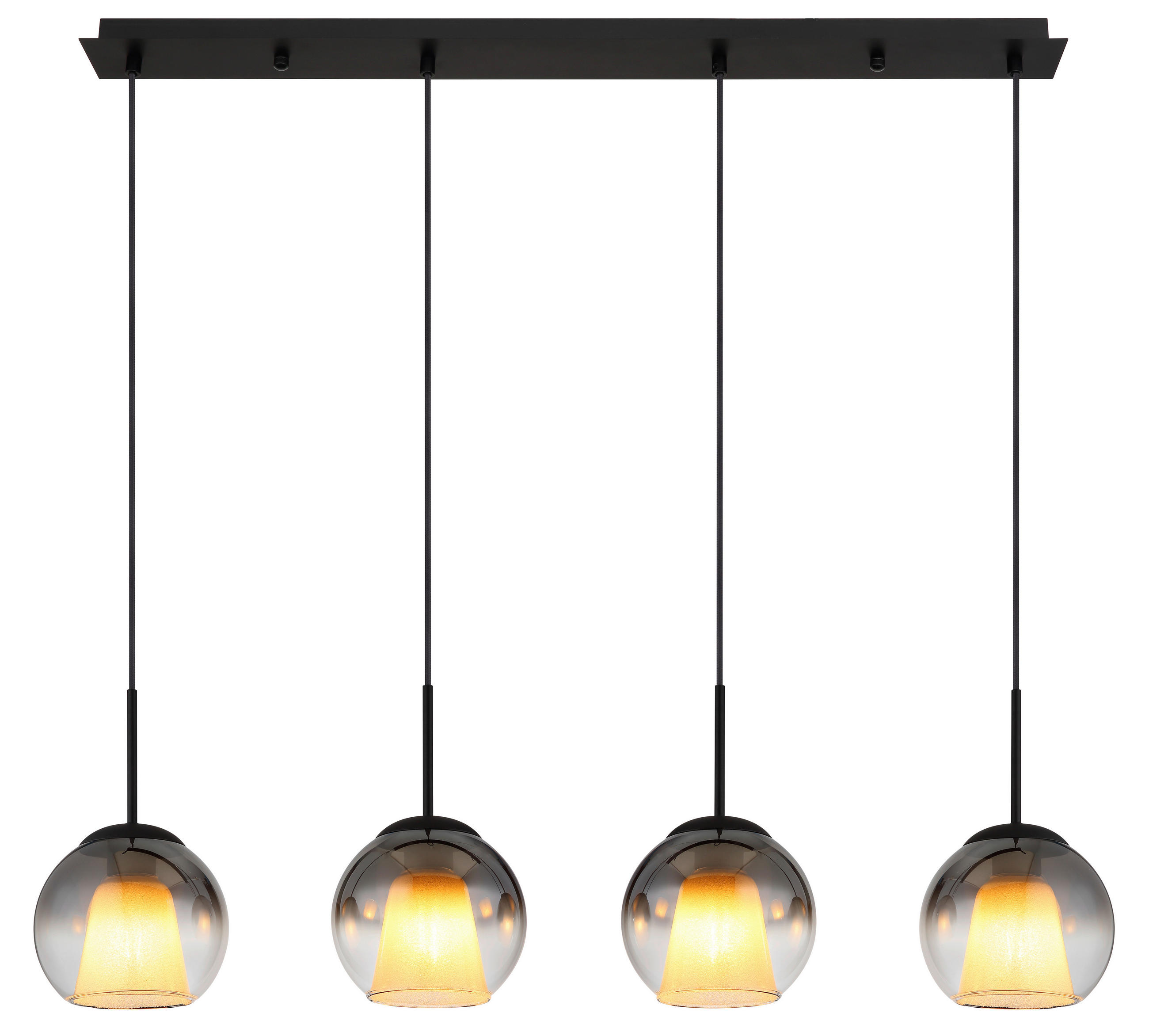 HÄNGELEUCHTE 100/18/120 cm    - Klar/Schwarz, Basics, Glas/Textil (100/18/120cm) - Globo