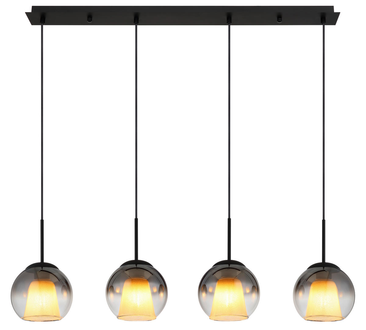 HÄNGLAMPA BARRY 100/18/120 cm  - klar/grå, Basics, metall/glas (100/18/120cm) - Globo