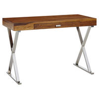 SCHREIBTISCH 120/55/78 cm  in Sheeshamfarben  - Chromfarben/Silberfarben, MODERN, Holz/Metall (120/55/78cm) - MID.YOU